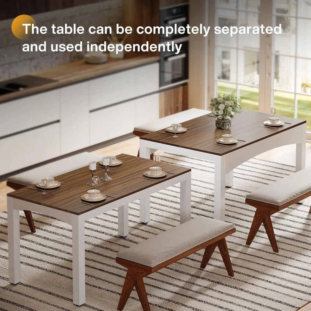 طاولة طعام قابلة للتمديد مقاس 47 بوصة - 95 بوصة من Tribesigns، طاولة مطبخ خشبية طويلة مع إطار معدني عالي التحمل، Din مستطيل كبير للمزرعة #6