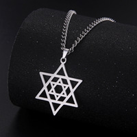 HIPEE Exquisite Star Of David Pendant Necklace for Women Men Stainless Steel Solomon Six Pointed Star Necklaces Talisman Jewelry