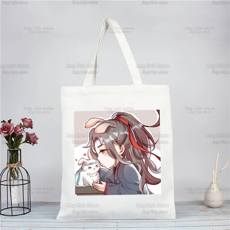 Mo Dao Zu Shi Shopping Bag Grocery Shopper Jute Bag The Untamed Lan WangJi Wei Wu Xian Tote Bag Reusable Bolsa Compra Sacolas