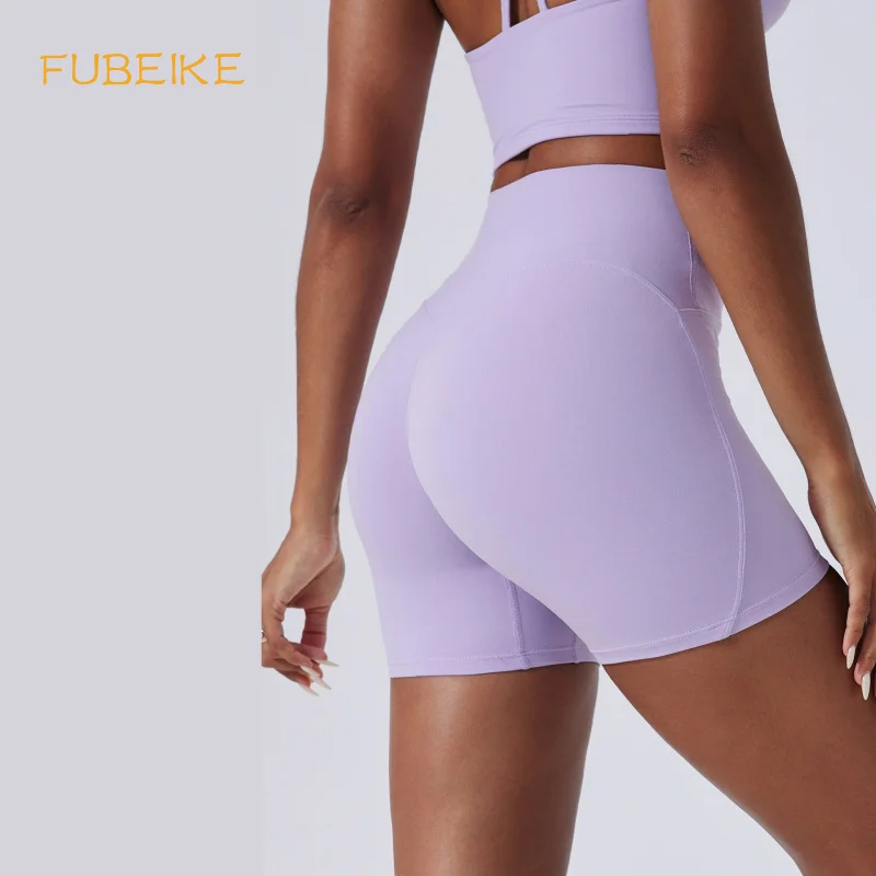 

FUBEIKE высокоэластичные облегающие шорты с подъемом бедер, женские шорты для йоги и фитнеса, спортивная одежда, женская уличная одежда для спортзала