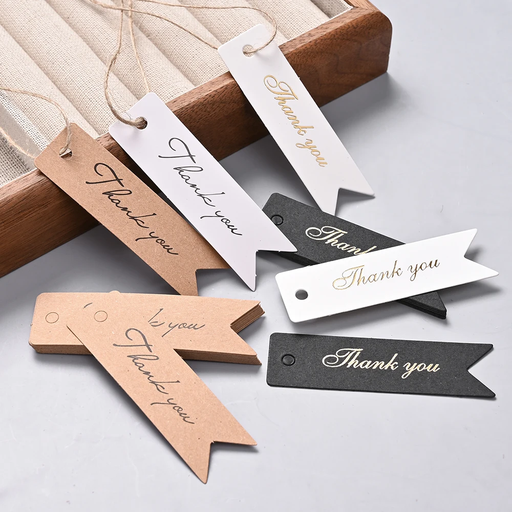 50 Stück Dankesanhänger im Schwalbenschwanz-Design mit Schnur, mehrfarbige Geschenkanhänger für Basteldekoration, Hochzeitsgeschenke und Verpackungen – Detail 2