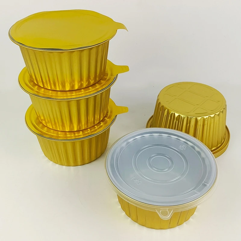 

Heavy Duty Disposable 750ml Gold Aluminum Foil Pans Thicken Heat-Resistant Oven-Ready Baking Tins Food Containers 10/25/50 Pack