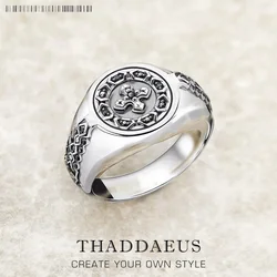 Iconic Cross Signet Ring,Europe Style Jewerly For Women Men New Vintage Gift In 925 Sterling Silver