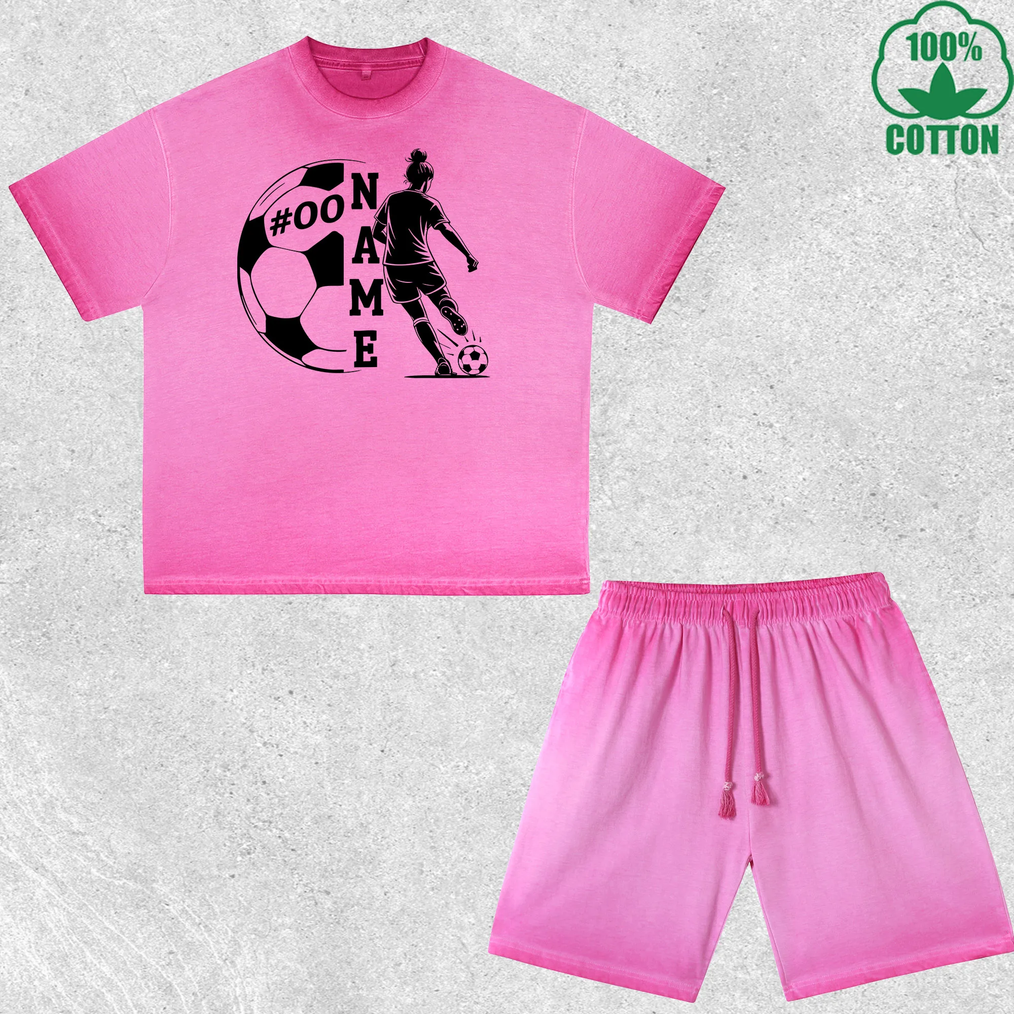 

Spirit of Football Printed Dirty Wash T-Shirt Shorts Set Multicolor Combo Loose Trendy Fashionable 100%Cotton Short Value Pack