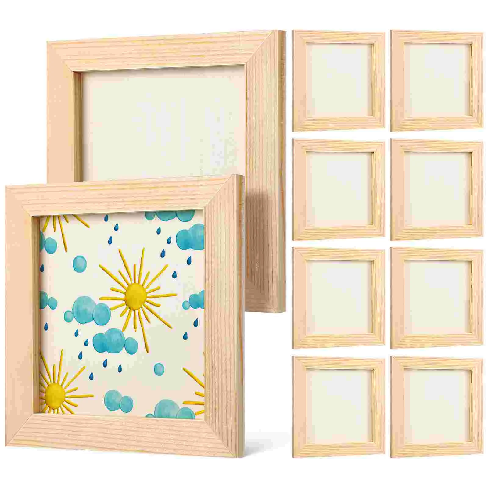 10 Pcs Wpoden Frames Picture Photo Wood Craft Supplies Wooden for Child Decorate