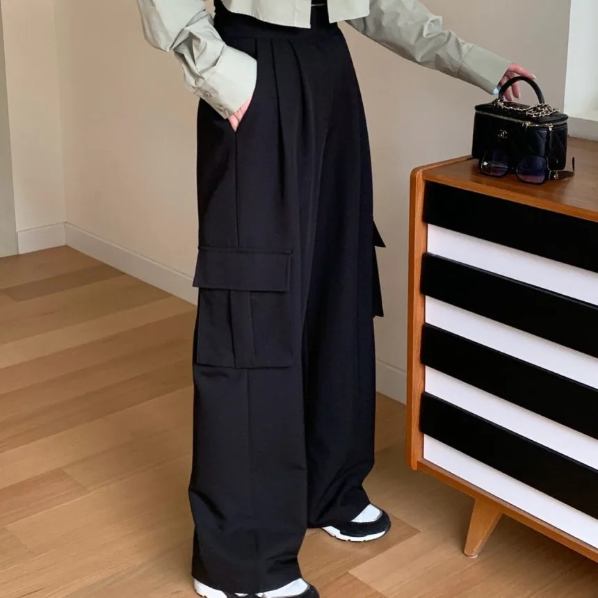 

Свободные женские рабочие брюки Весна 2026: Модные повседневные брюки с высокой талией в корейском стиле, универсальный дизайн