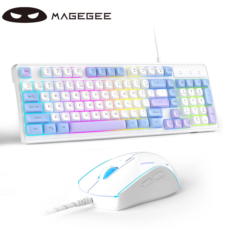 

Игровая офисная мышь MageGee GK980, 98 клавиш, механическая клавиатура, RGB игровая клавиатура и мышь