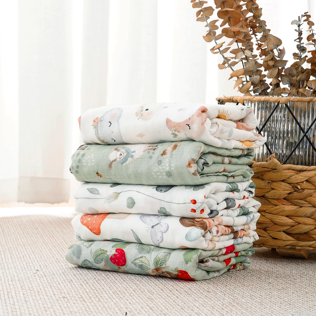 

Elinfant 1 Pc Bamboo Cotton Baby Blankets Newborn Muslin Swaddle 120x110cm Nursery Blanket Baby Wrap Swaddle Blanket Super Soft