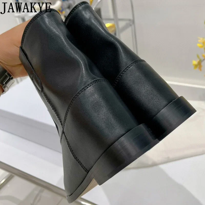 Designer Inner Wedge Heel Ankle Boots For Women Suede Leather Round toe Flat Heel Chelsea Boots Winter Platform Shoes Woman