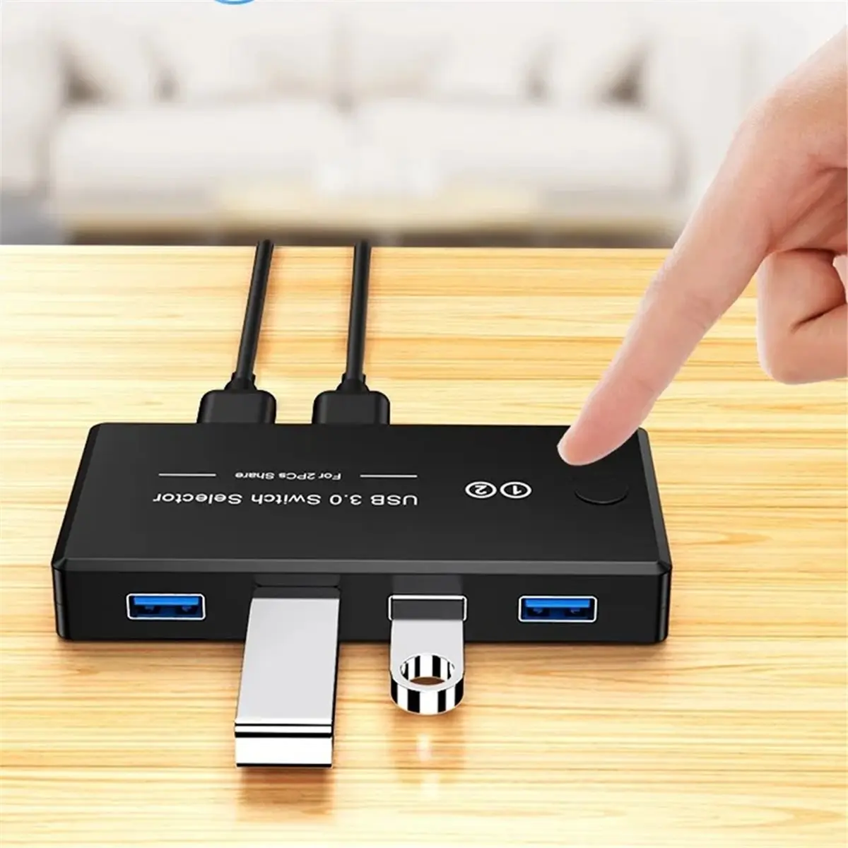 N86R USB 3.0 One-Button Switch for 2 Computers Share 1 Keybord/Mouse/Printer/USB Flash Disk Drive(4 USB Devices)