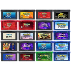 Cartucho de jogo para GBA, 32 Bit Video Game Console Card, Pokemon Series, cristal líquido, foguete FireRed, Unbound Gaia Fan, GBA