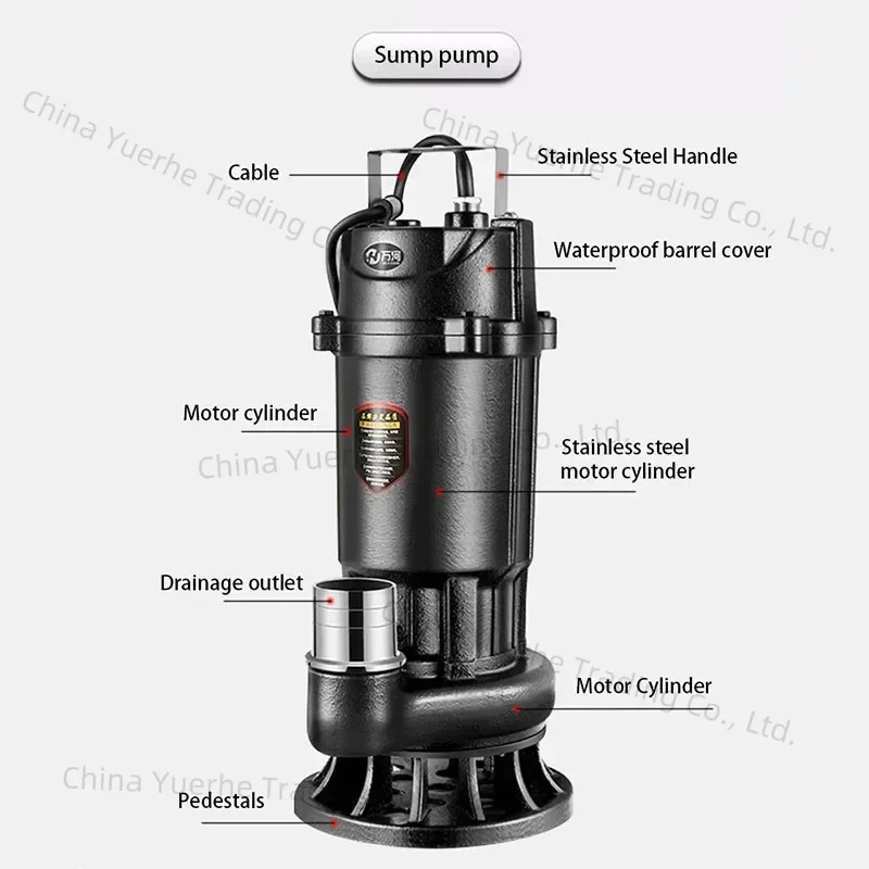 Cutting Sewage Pump  220V Feces Mud Sewage Small Household Submersible Septic Tank  Pumping Machine BB