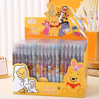 Disney Gel Pen 12pcs 0.5mm Carbon Black Cartoon Pooh Winnie Metal Clip Press Cute Styling Pen Student Stationery Office Supplies