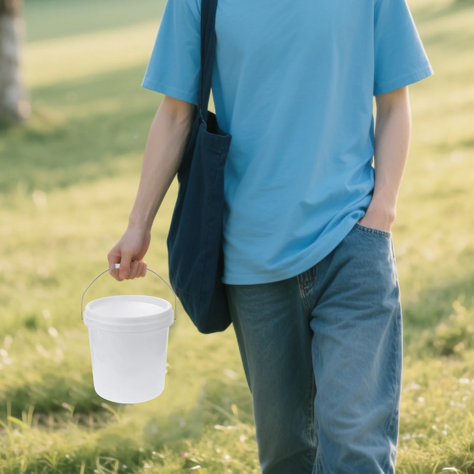 

5L Plastic With Lid Heavy Duty Container For Home Outdoor Use Airtight Pet Food Paint Water Sand Storage Bucket Thickened