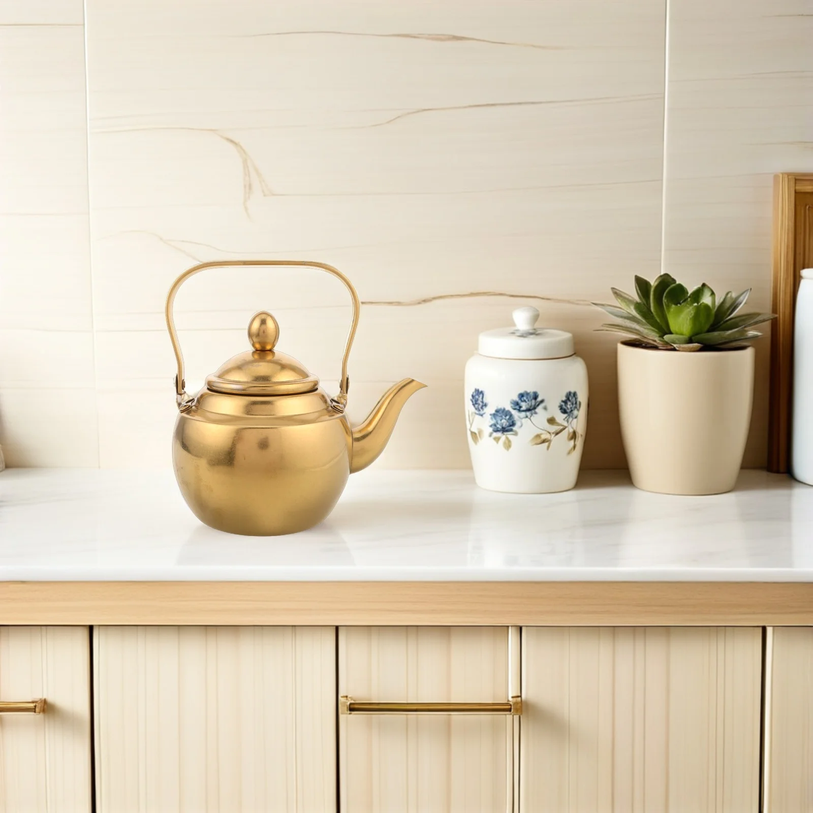 

Stainless Steel Tea Pot Vintage Style 1L Removable Infuser Brewing Loose Leaf Blooming Teapot Home Office Kitchen Tea Kettle