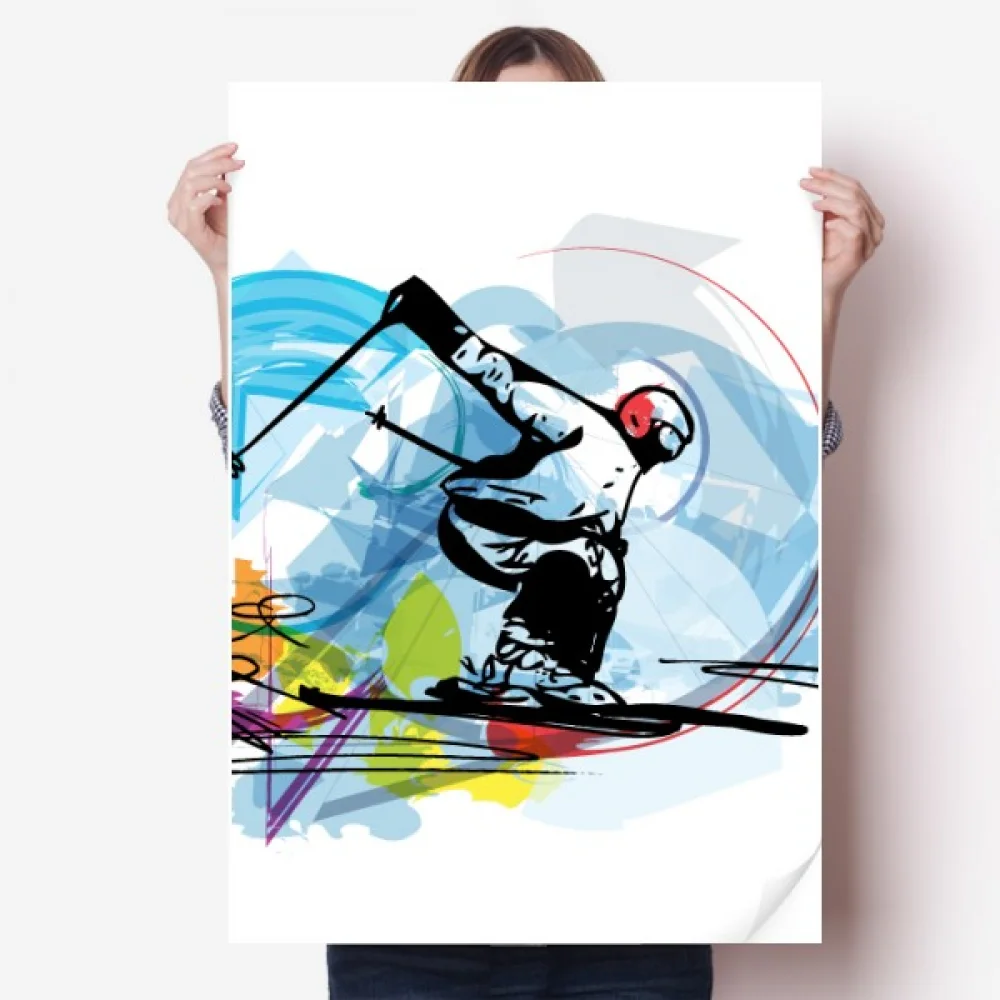 

Winter Sport Athletes Freestyle Skiing Illustration Sticker Decoration Poster Playbill Wallpaper Window Decal