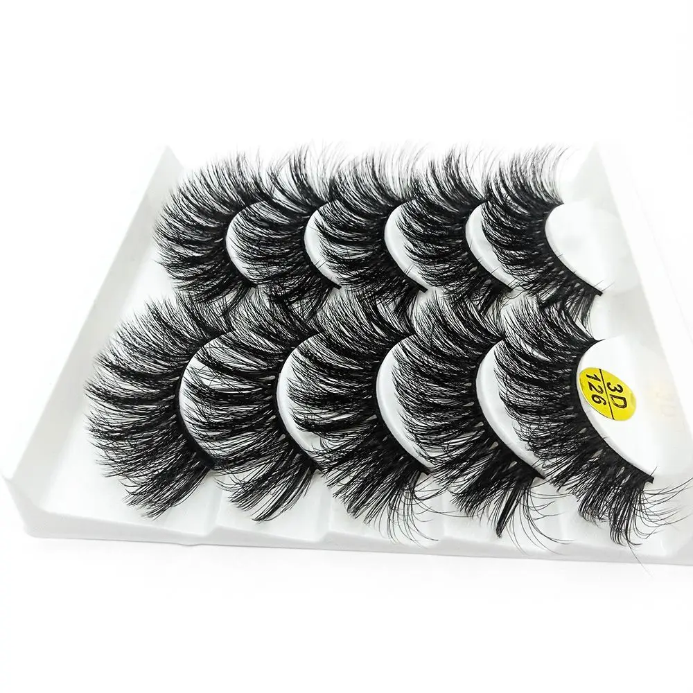 SKONHED 5 Pairs Handmade Fluffy Natural  Eye Lash Extension Crisscross False Eyelashes 3D Faux Mink Hair