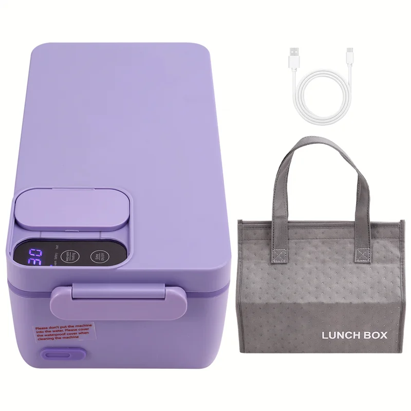 

J1UL1N Heated Lunch Box Electric Lunch Box Self Heating Lunch Box Cordless Rechargeable 304 Food-Grade Stainless Steel 1L C