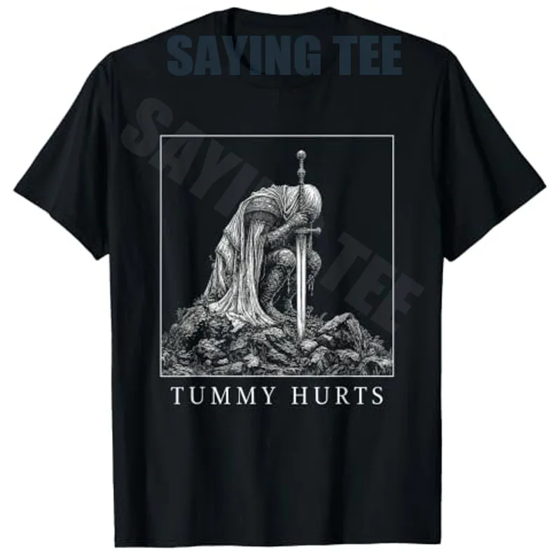 Tummy Hurts Mittelalterlicher Ritter Lustiges Fantasy-Humor-T-Shirt Y2k Castle Comedy Joke Graphic Apparel Neuheitsgeschenk Lässige Herrenbekleidung – Detail 6