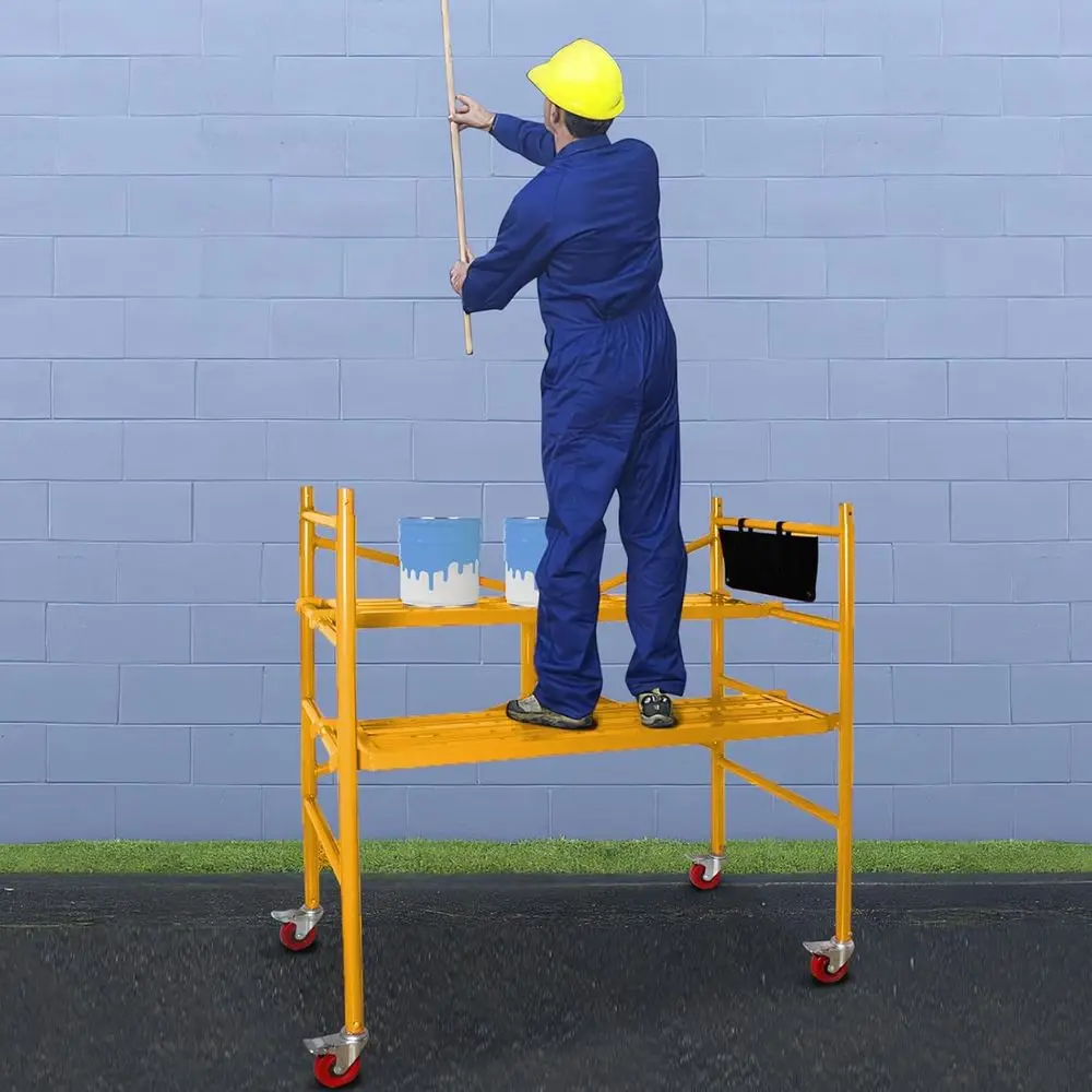 770 lbs Capacity Lockable Mobile Baking Scolding Platform, Yellow, 4 Out High