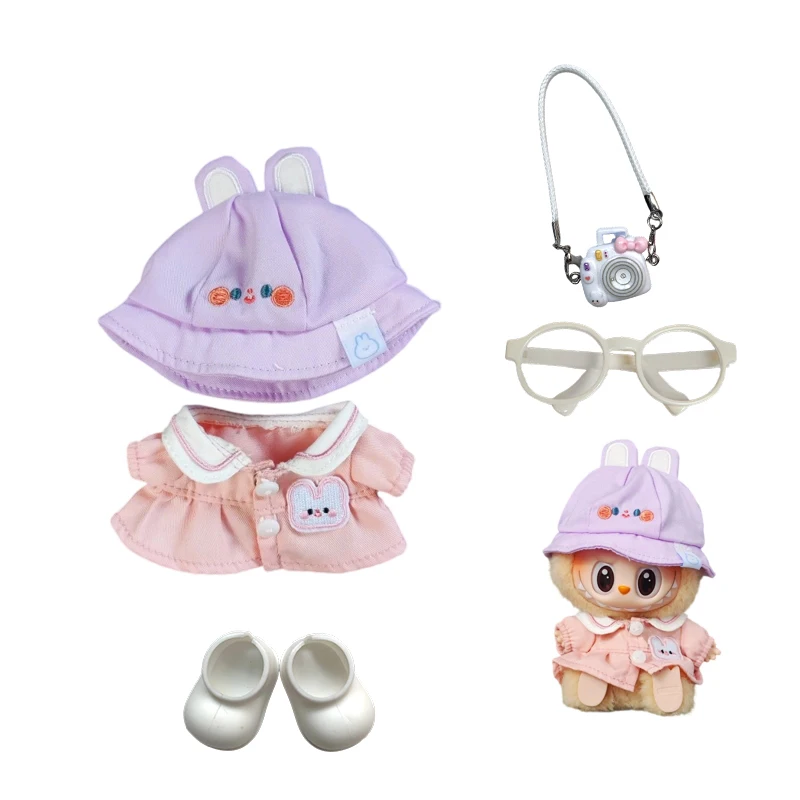 

For Labubu Sitting Party Series Classic Dress Grid Style Small Fragrance for Labubu V1 V2 Kid Gift Labubu Clothes Design Style