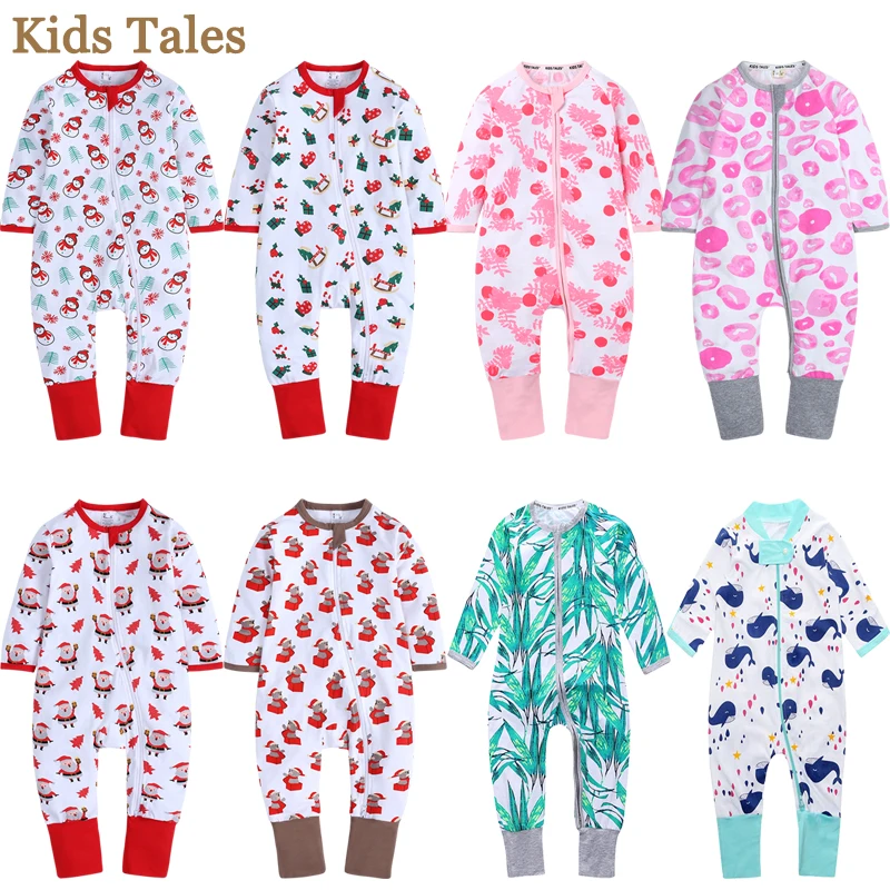 2025 Fashion Baby Boys Rompers Newborn Girls Long Sleeve Cartoon Print Jumpsuits Infant Two-way Zipper Bodysuit For 0-2 Years