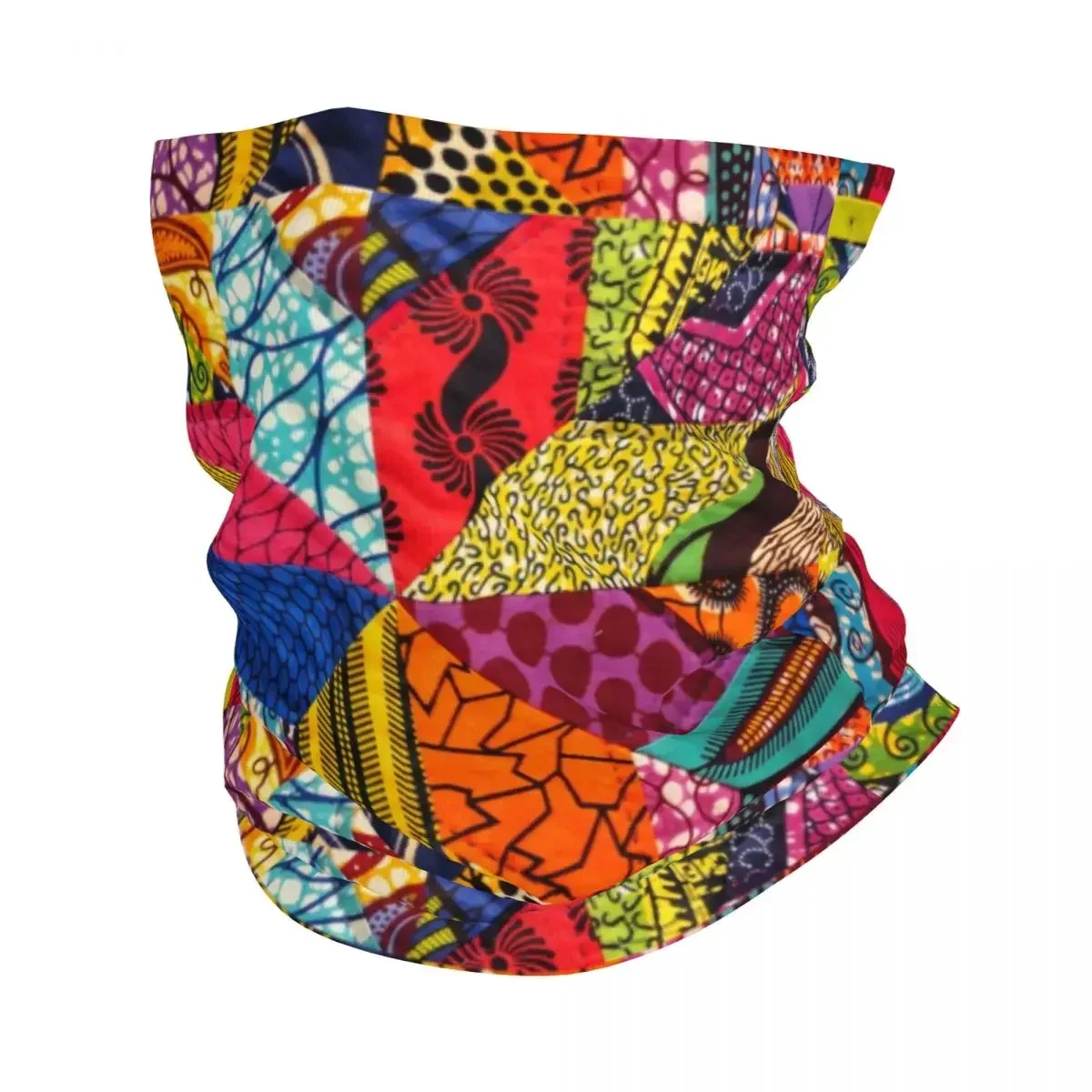 Colorful African Ankara Prints Bandana Neck Gaiter for Ski Cycling Women Wrap Scarf Africa Tribal Geometric Art Headband Warmer