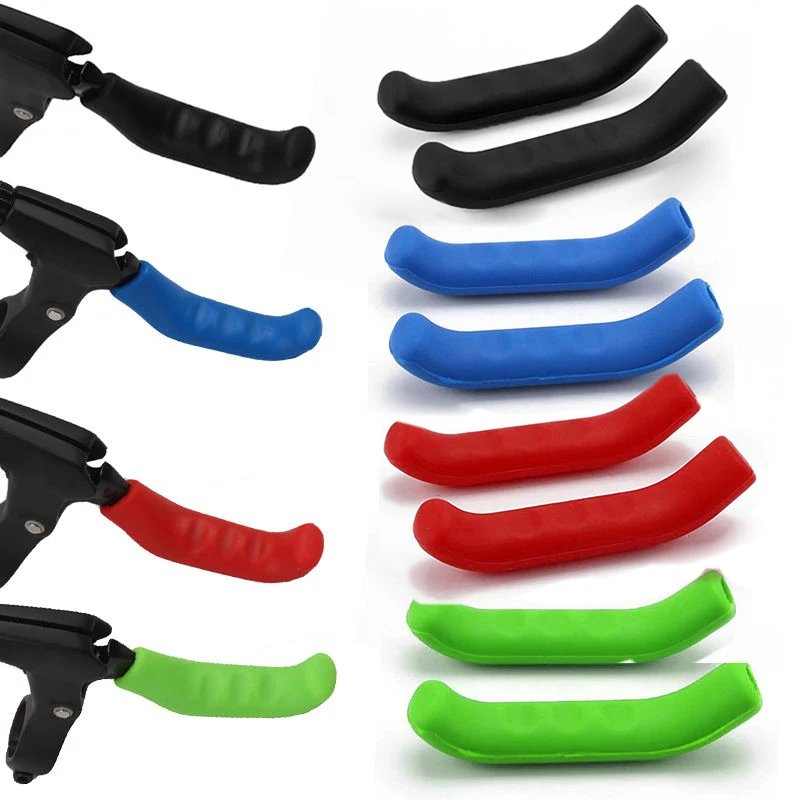 2pcs Bike Handlebar Grip Brake Lever Covers Anti-skid Scratch Protects From Silicone Black/Red/Blue/Green Bike Accessories