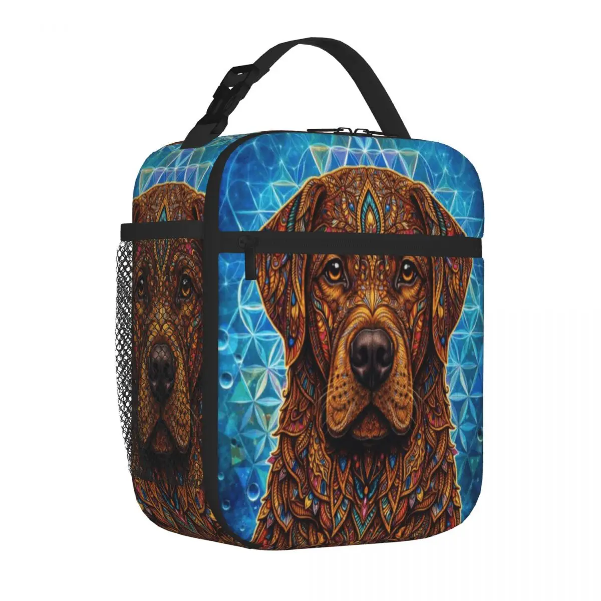 Bestselling Lab Visions 065 Psychedelic Labrador Dog With Sacred Geometry Ruffled Food Cooler Bag Student Daily Adult Lunch Bag