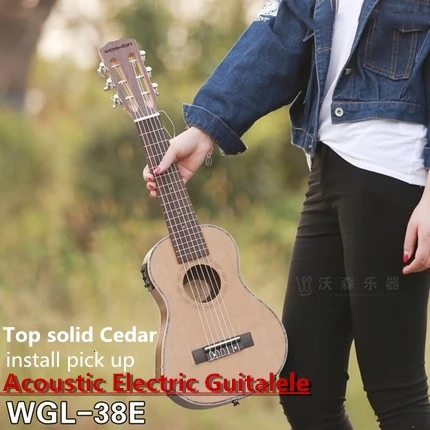 Top Solid Acoustic Electric Guitalele 28 Inch Mini Guitar 6 String Ukulele Ukelele Guitarra Mahogany Acacia Spruce Sapele