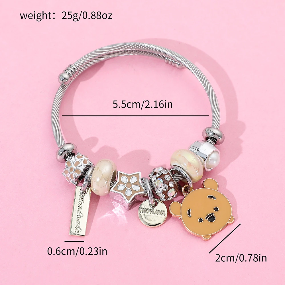 European and American animation series fashionable cute five-pointed heart bear tiger ladybug piglet pendant DIY beaded bracelet