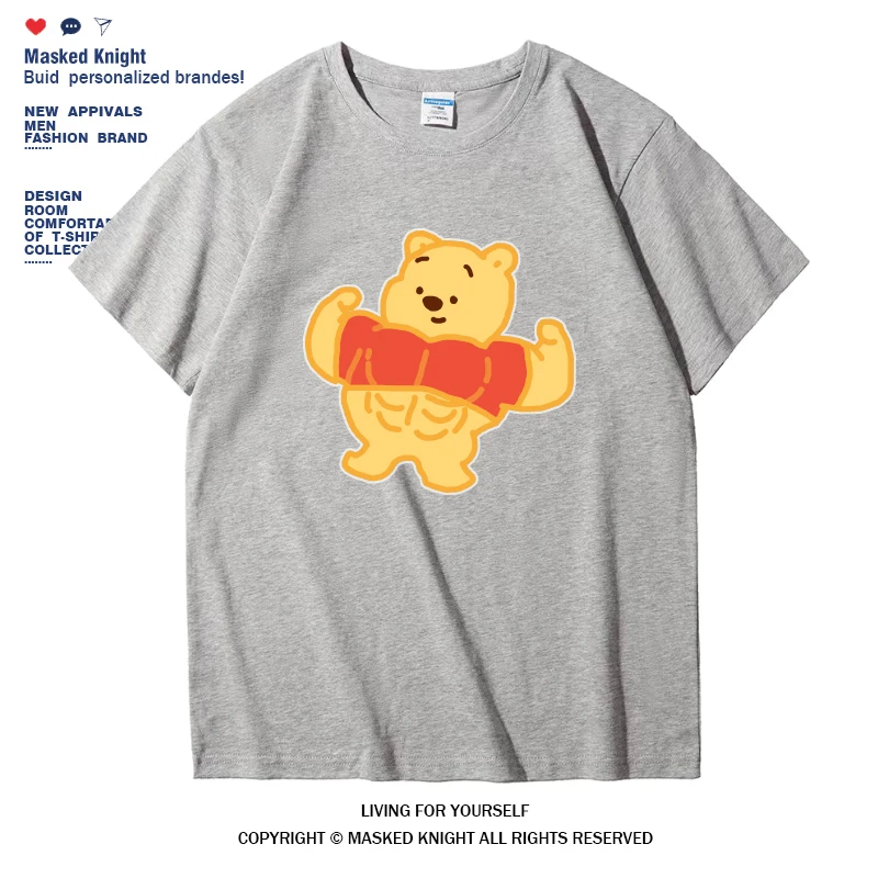 

Футболка из чистого хлопка с принтом Muscle Bear, футболка с короткими рукавами для тренировок в тренажерном зале, забавный спортивный топ для бодибилдинга, повседневная футболка большого размера