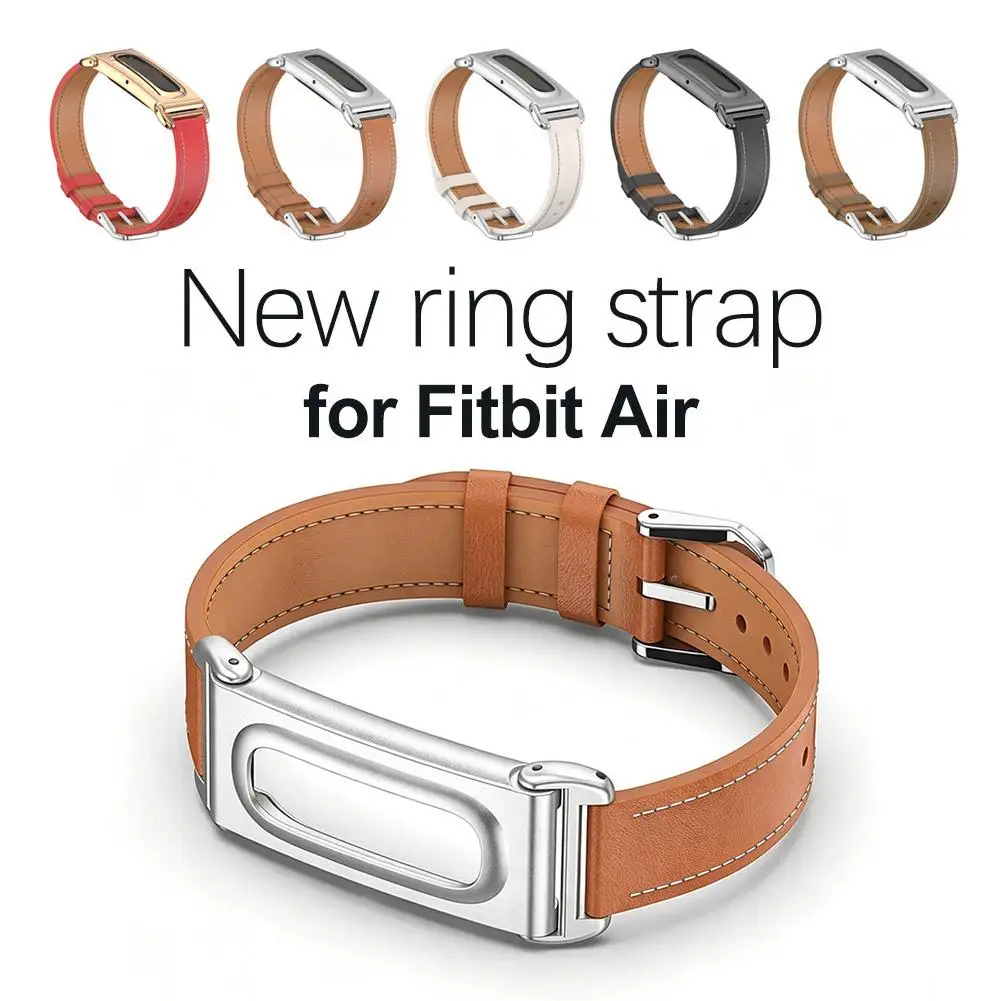 for Fitbit Air Watch band Metal Protective Case Wear-Resistant Breathable Microfiber Leather Band Watch Wristband Replacement