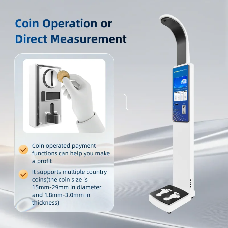 Coin Operated Digital Weighing Scale Paper Money Ultrasonic Height And Weight Machine For Pharmacy