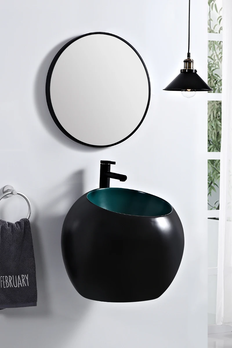 

Wall-Mounted Wash Basin Home Wall Mount Washbasin Ceramic Wash Basin Integrated Sink Small Apartment Wash Basin