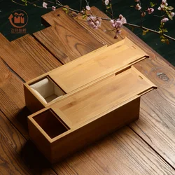 Natural Bamboo Craft Jewelry Case Holder, Rectangular Book Roll Box