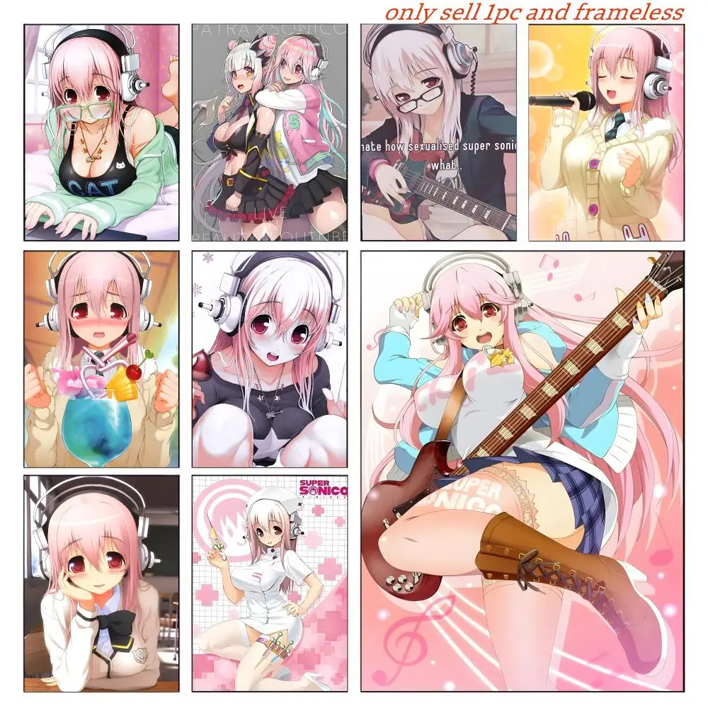 Super S-sonico Game Fashion Poster Wall Art Poster Pictures, Aesthetic Home Decor For Living Room Bedroom Office