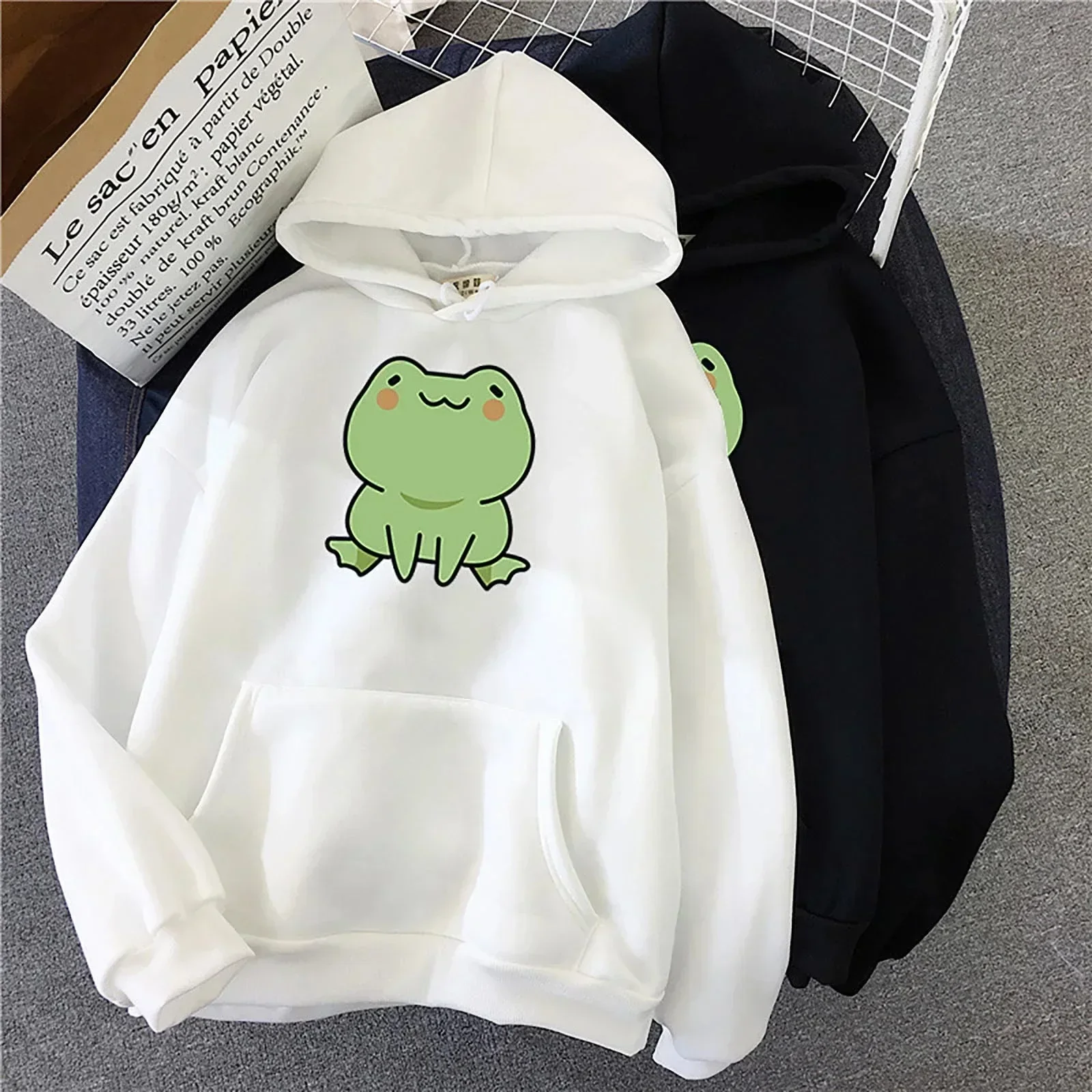 

2025 Spring and Autumn New Style Male and Female Couple Fashion Casual Cute Frog Pattern Printed Hoodie Comfortable Sports Coat