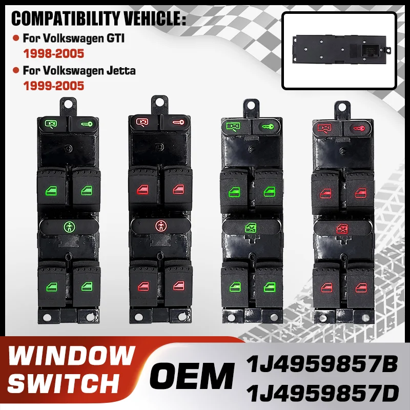 

For Volkswagen GTI Volkswagen Jetta 1999-2005 Electric Power Window Lifter Master Control Switch Button 1J4959857B 1J4959857D