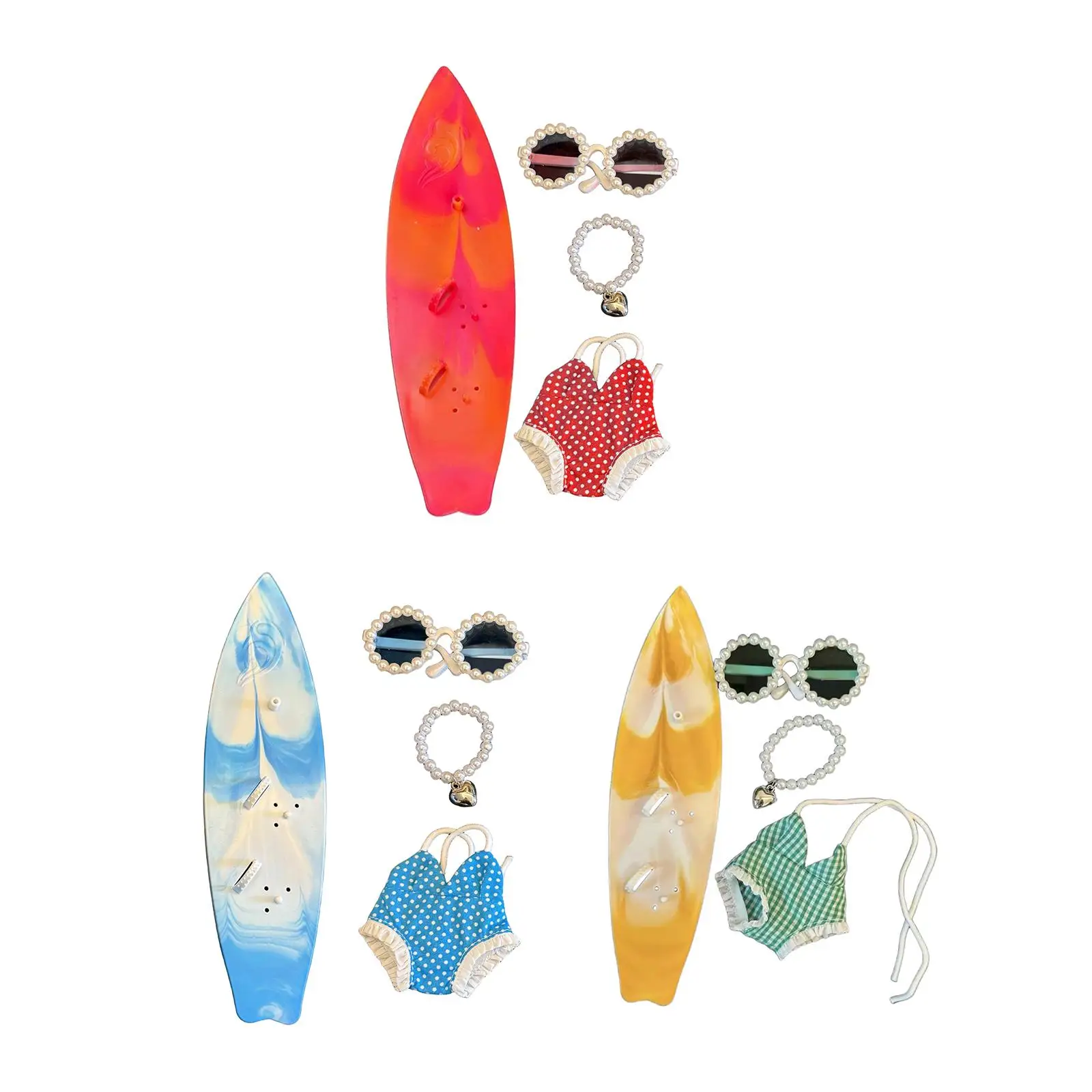 Doll Clothes for 6.69 inch Dolls Decor Summer Set Fancy Dress Themed Party DIY Fashion Mini Polka Dot Swimwear Beaded Necklace