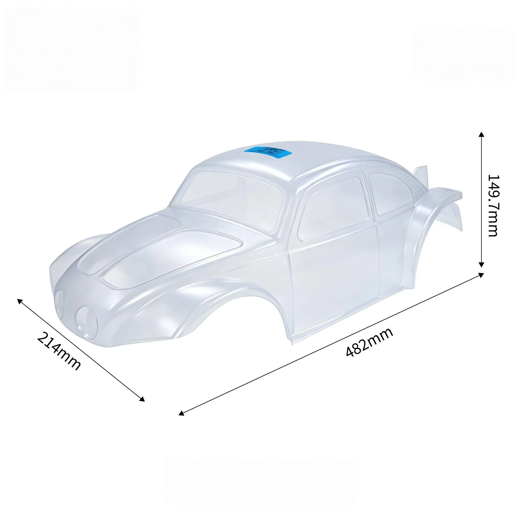 W350 Retro Beetle PC Clear Body Shell 1/8 1/10 RC Crawler Monster Truck Short Course, Fit 313-360mm Wheelbase