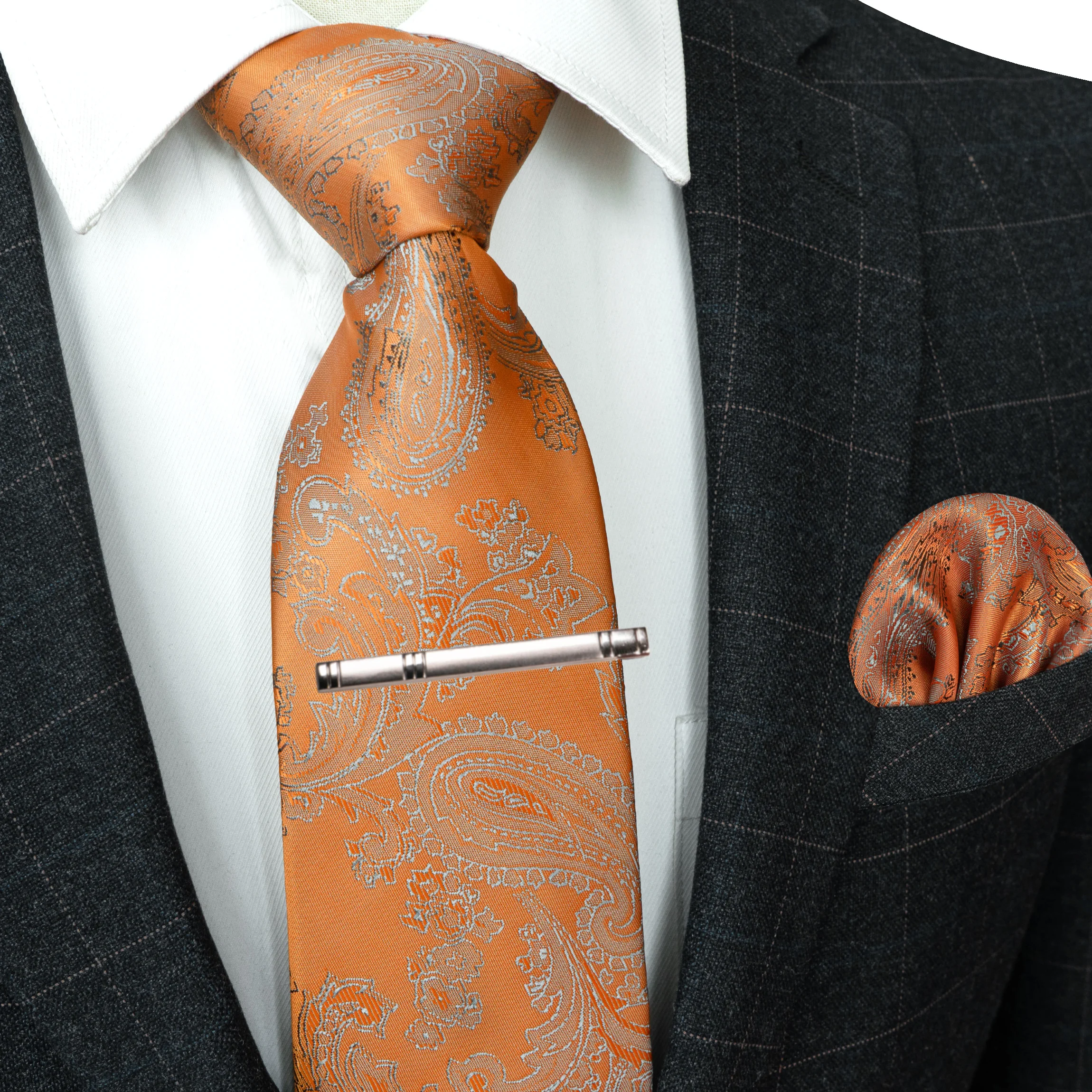 20 Farben Herren Formelle Lila und Rote Paisley Jacquard Krawatte Schal und Krawattenklammer Set Jacquard-Webart Geeignet für Hochzeiten Herren-Geschenk – Detail 20