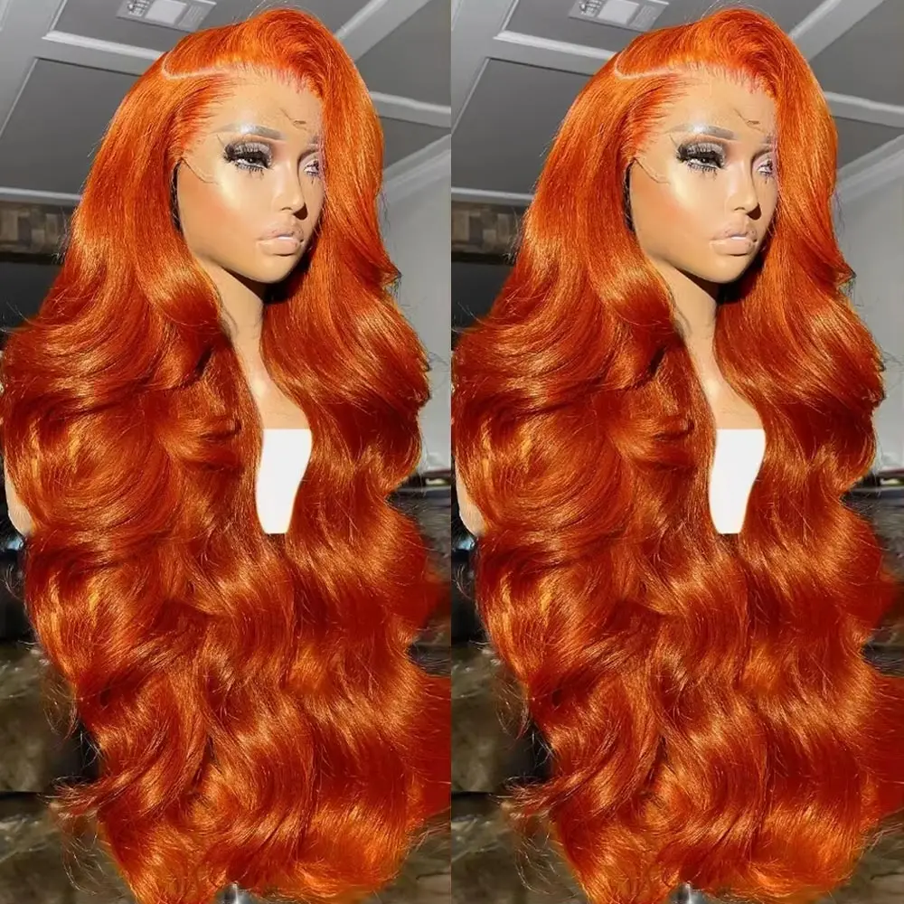 Orange Ginger Lace Front Human Hair Wig Body Wave Human Hair Wigs 30Inch Lace Front Wig Human Hair Ginger 13x6 Lace Frontal Wig