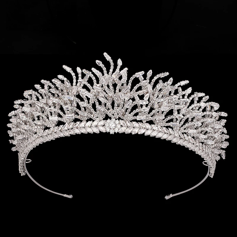 

Crown HADIYANA Women Full Zirconia Headpiece Wedding Bridal Handcrafted Headdress Hair Accessories BC6480