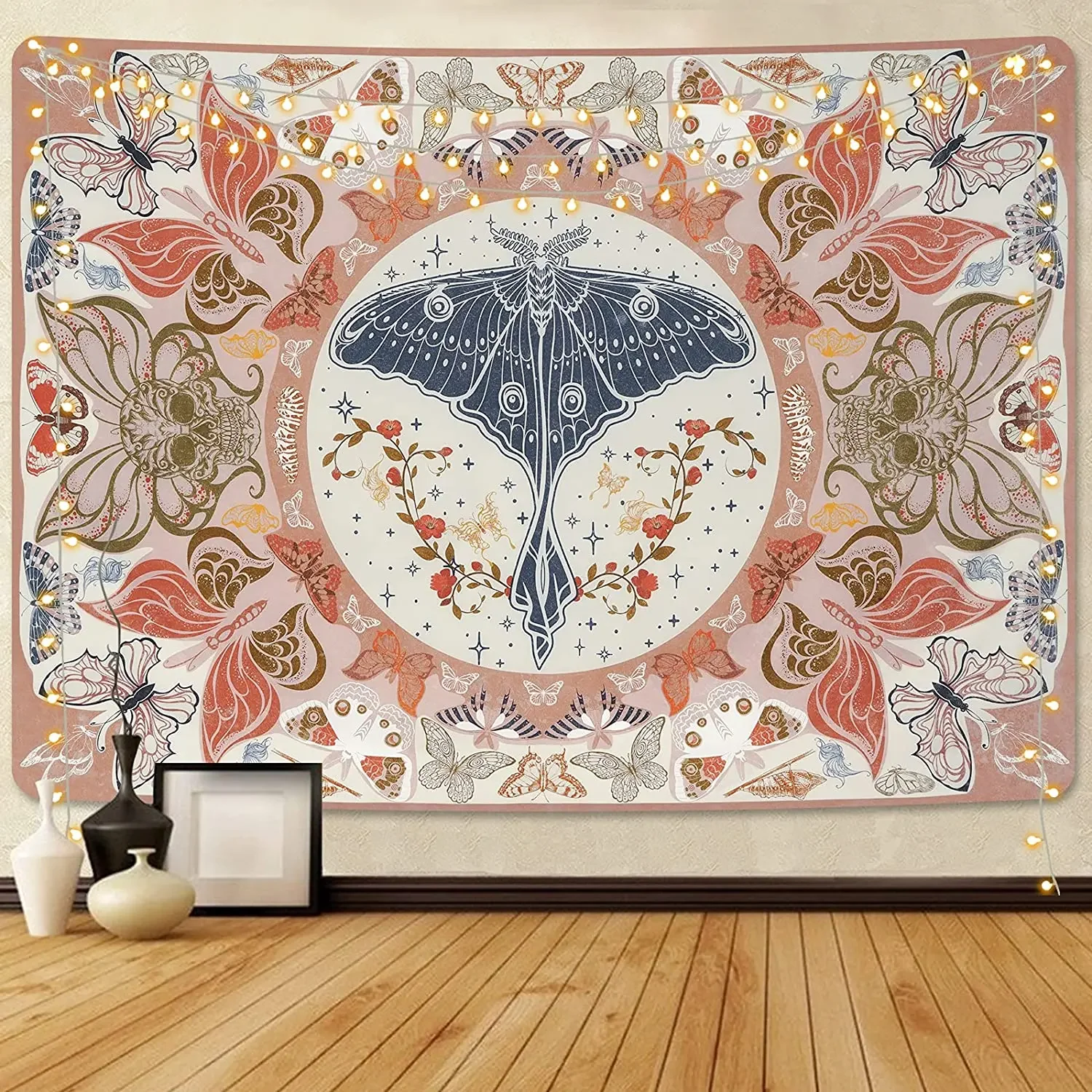 Home Decoration Accessories Retro Moth Wall Decoration Psychedelic Tapestry Teen Indie Room Decor Esoterism Macrame Wall Hanging