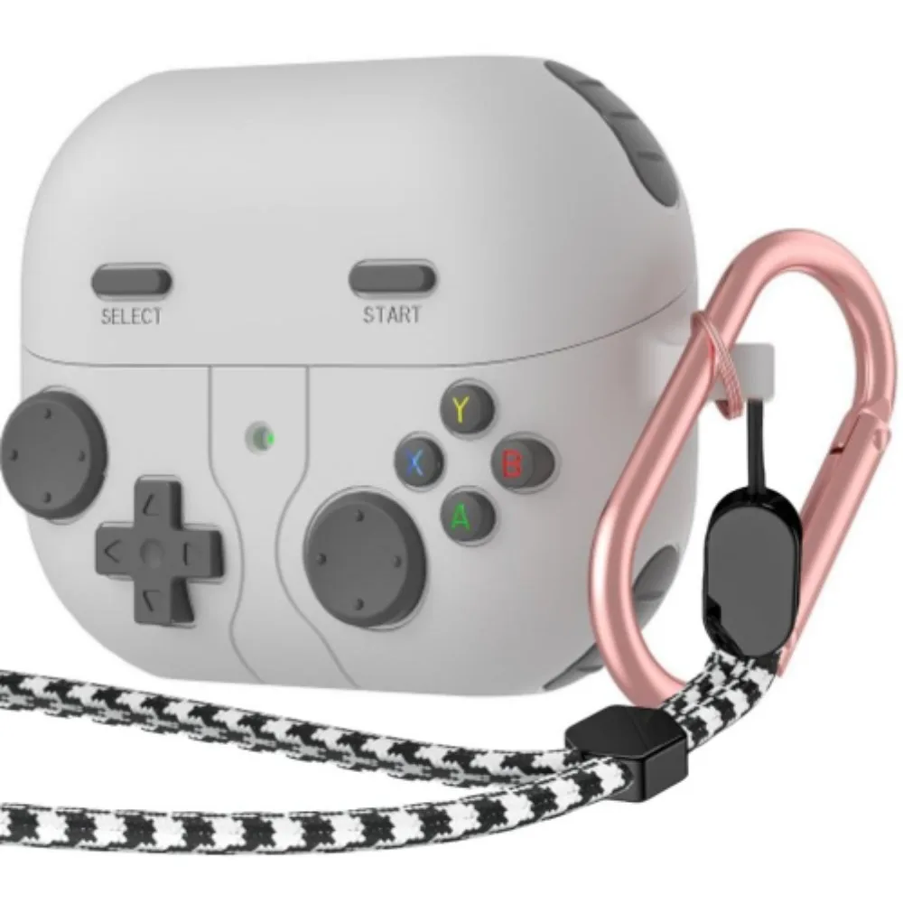 サムスンギャラクシーバッド3およびバッド3proの保護ケース,ゲームプレーヤーのデザイン,カラビナ付きカバー,ストラップ