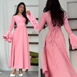 Jiayigong Sparkle Exquisite Evening Jersey Draped Ruffles Ruched Celebrity A-line O-Neck Bespoke Occasion Gown Midi Dresses