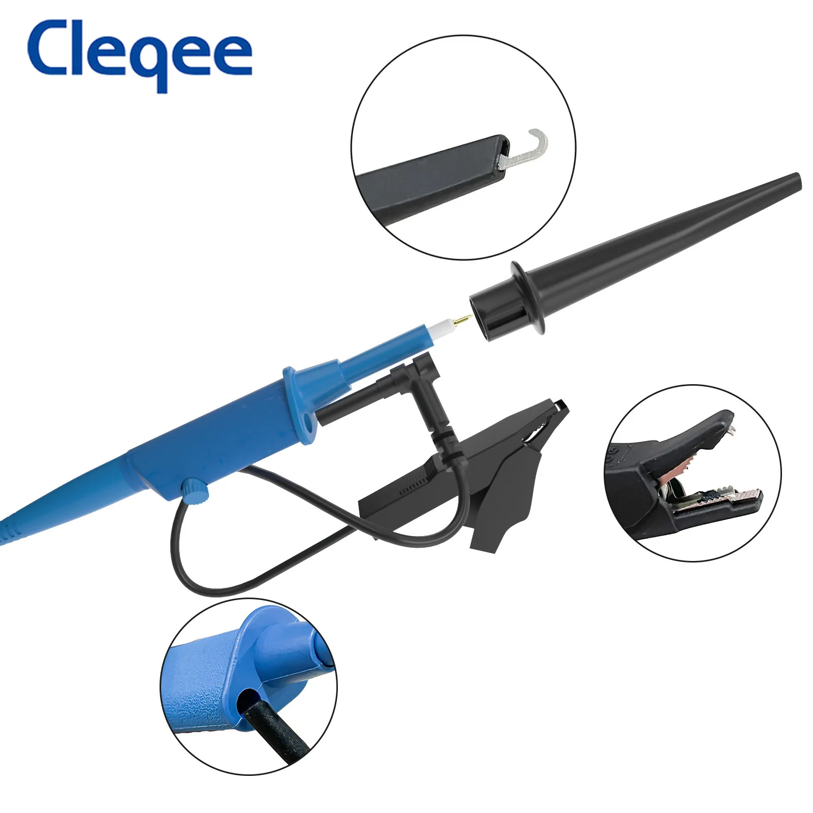 Imagem -03 - Cleqee-sonda Osciloscópio Sonda 10:1 com Jacaré Clip Bnc 300mhz Tampa Protetora Sonda Âmbito Clip para Tektronix hp X10 P2301b