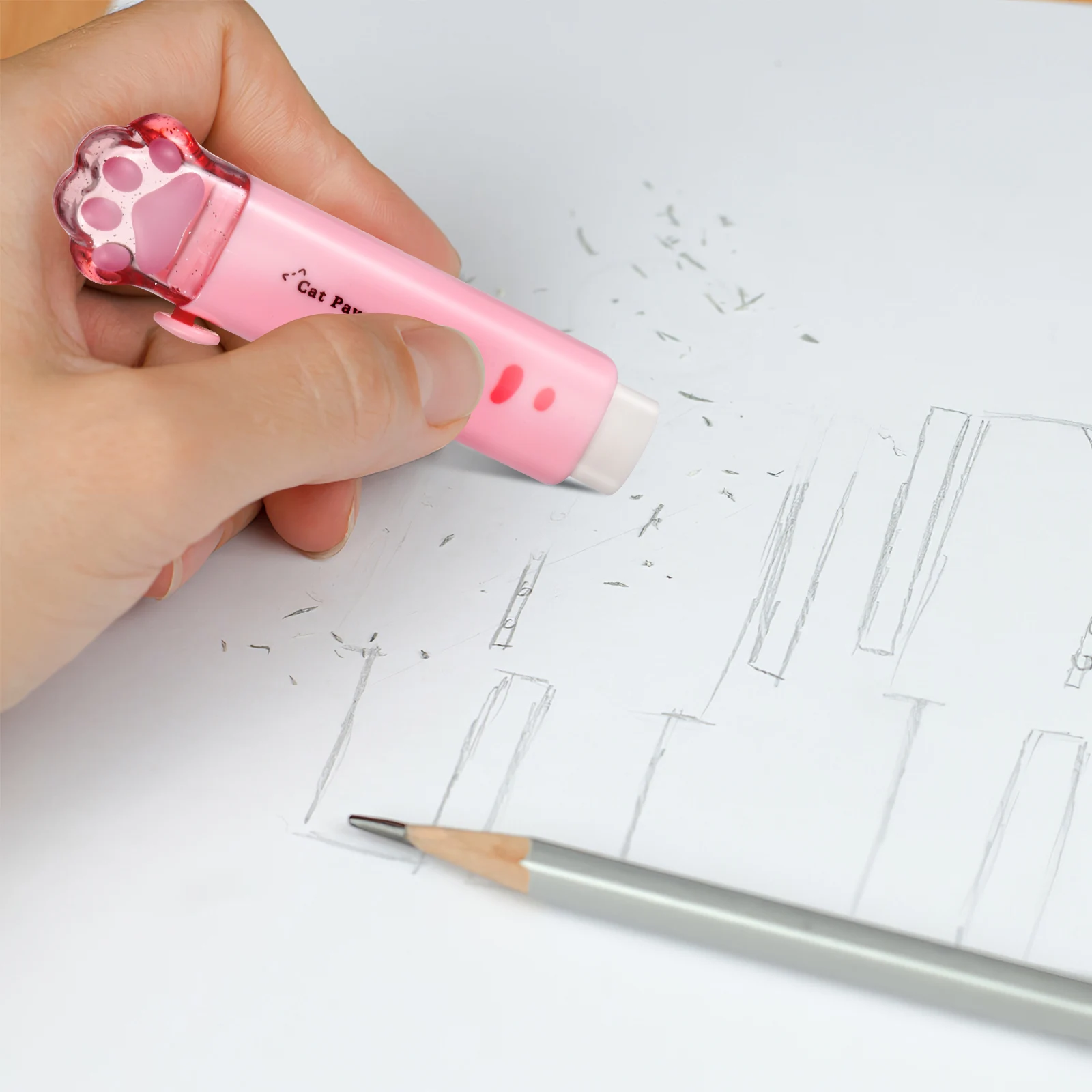4 قطعة محايات مخلب القط محايات مطاطية قابلة للسحب السائبة لطيف Kawaii اللوازم المكتبية القرطاسية الصغيرة خفيفة الوزن #6