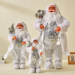 Santa Claus Silver Sequins Christmas Decorations Nordic Cross-border New Doll Ornaments 2023 Merry Christmas Home Decorations